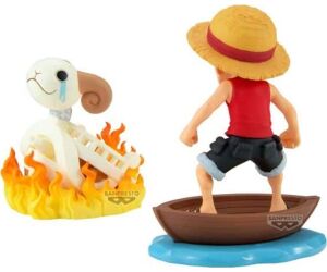 Figura banpresto one piece world collectable figure log stories monkey.d.luffy & going merry 8cm