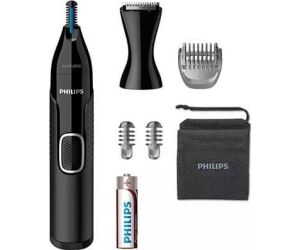 Cortapelo philips + naricero nt5650 - 16 negro 3 peines -  cuchilla lavable -  ducha -  recortador -  pila aa