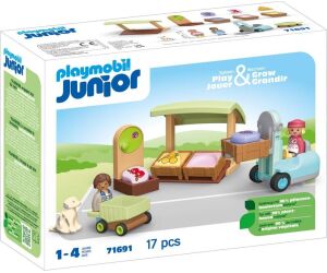 Playmobil junior puesto ecológico y carretilla elevadora