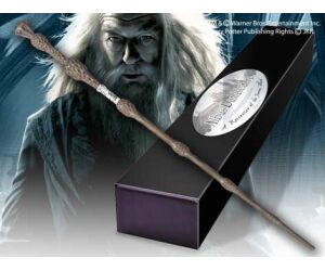 Replica the noble collection harry potter albus dumbledore varita con caja y placa de identificacion