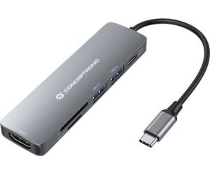 Adaptador usb - c 6en1 conceptronic donn11 -  hdmi usb 3.0 - lector sd