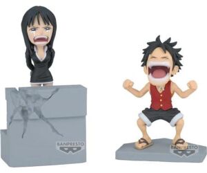 Figura banpresto one piece world collectable log stories luffy & robin 10cm