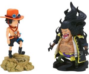 Figura banpresto one piece world collectable figure log stories portgas d.ace vs marshall d.teach 8cm