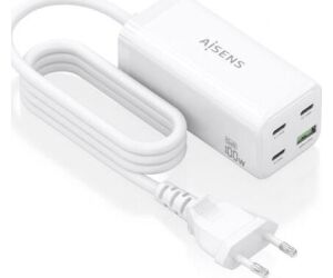 Cargador Sobremesa GaN Aisens ASCH-100W4P053-W/ 3xUSB Tipo-C/ 1xUSB/ 100W