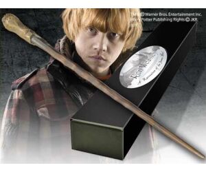 Replica the noble collection harry potter ron weasley varita con caja y placa de identificacion