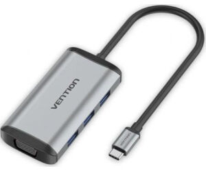 Docking USB Tipo-C Vention TGSHB/ 3xUSB/ 1xHDMI 4K/ 1xVGA/ 1xUSB Tipo-C PD/ Gris