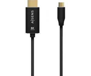 Cable Conversor Aisens A109-0712/ USB Tipo-C Macho - HDMI 8K Macho/ Hasta 27W/ 6000Mbps/ 2m/ Negro