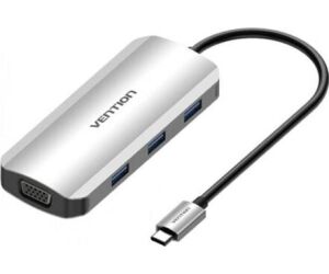 Docking USB Tipo-C Vention TOIHB/ 1xHDMI 4K/ 1xVGA/ 3xUSB/ 1xUSB Tipo-C PD/ Gris