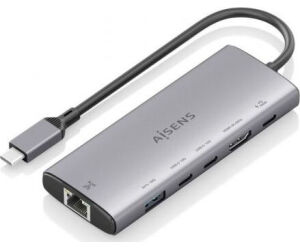 Usb-c Dock Aisens 6 En 1 Hdmi Rj45 Usb-a 10g 2xusb-c 10g Usb-c Pd 20cm