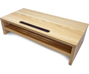 Soporte elevador mesa monitor portatil phoenix madera 2 alturas organizador de cables color madera natural