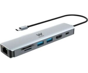 Docking USB Tipo-C Woxter PE26-181/ 1xHDMI 4K/ 2xUSB/ 1xLector de Tarjetas/ 1xRJ45/ 1xMicroUSB/ Gris