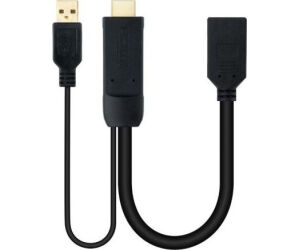 Cable Conversor Nanocable 10.16.0205/ HDMI Macho - DisplayPort Hembra/ 20cm/ Negro