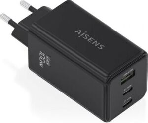 Cargador de Pared GaN Aisens ASCH-100W3P052-BK/ 2xUSB Tipo-C/ 1xUSB/ 100W
