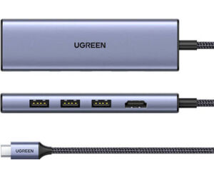 Ugreen 20956A hub de interfaz USB Tipo C 5000 Mbit/s Plata