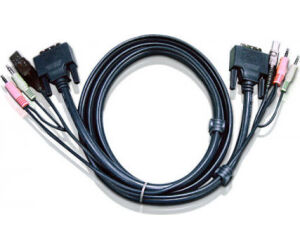 Aten 6ft USB DVI-D Single Link cable para video, teclado y ratón (kvm) Negro 1,8 m