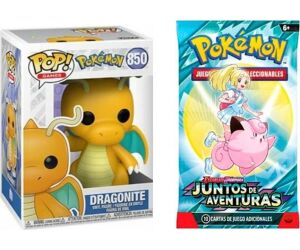 Pack pokemon funko dragonite + sobre aleatorio juntos de aventuras pokemon tcg