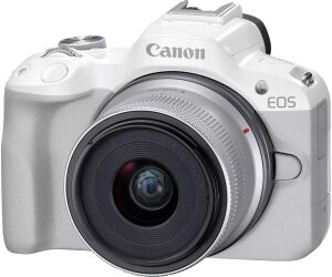 Camara reflex canon eos r50 black + rf - s 18 - 45 f4.5 - 6.3 is stm 24.2mpx blanco