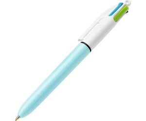 Caja de Bolígrafos de Tinta de Aceite Retráctil Bic Fashion 887777/ 12 unidades/ 4 Colores de Tinta/ Cuerpo Color Azul Pastel