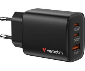 Cargador de Pared GaN Verbatim Essentials/ 2xUSB Tipo-C/ 1xUSB/ 65W