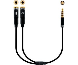 Cable Estéreo Nanocable 10.24.1202/ Jack 3.5 Macho - 2x Jack 3.5 Hembra/ 30cm/ Negro