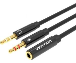 Cable Estéreo Vention BBTBY/ 2x Jack 3.5 Macho - Jack 3.5 Hembra/ 30cm/ Negro