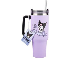 Vaso aislante paladone sanrio kuromi y pajita hello kitty 900ml