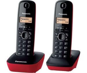 Telfono Inalmbrico Panasonic KX-TG1612/ Pack DUO/ Negro y Rojo