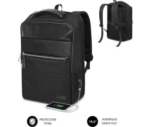 Mochila Subblim Business V2 AP Backpack para Portátiles hasta 15.6"/ Puerto USB/ Negra