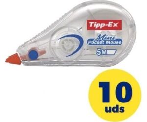 Caja de Correctores de Escritura en Cinta Bic Tipp-Ex Mini Pocket Mouse/ 5mm x 5m/ 10 unidades
