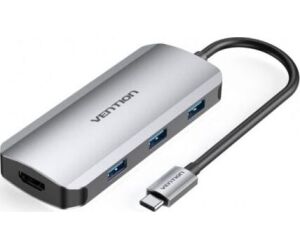Docking USB Tipo-C Vention TOFHB/ 1xHDMI/ 3xUSB/ 1xUSB Tipo-C/ 1xUSB Tipo-C PD/ Gris
