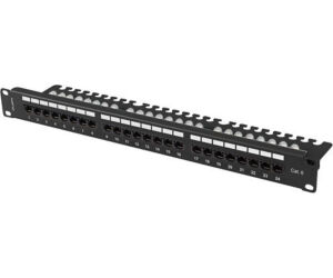 Patch Panel Lanberg 24 Puertos 1u 19" Cat.6 Utp Con Organizador Cables Negro