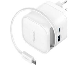 Intenso Cargador GaN W65ACIC retráctil Blanco