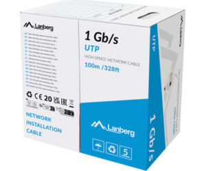 Bobina 1gb - s lanberg u - utp rj45 solido cca awg23 100m gris