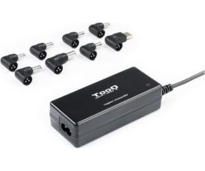 Cargador de Portátil TooQ TQLC-65BS02AT/ 65W/ Automático/ 8 Conectores/ Voltaje 18.5-20V/ 1 USB