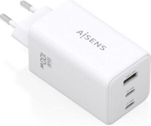 Cargador de Pared GaN Aisens ASCH-100W3P051-W/ 2xUSB Tipo-C/ 1xUSB/ 100W
