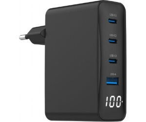 Cargador Rapido Gembird Usb Gan De 4 Puertos 100 W Lcd Negro