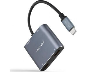 CONVERSOR USB-C A 2xHDMI/USB 2.0/PD 15CM NANOCABLE