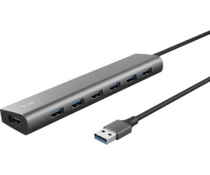Hub USB 3.2 Gen1 Trust Halyx/ 7xUSB/ 1xUSB-C/ Gris