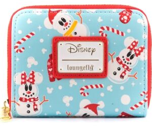 Monedero loungefly disney minnie y mickie muñecos de nieve aop