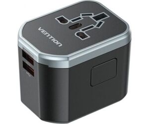 Cargador de Pared Universal para Viaje Vention FJCB0/ Toma de Corriente Universal/ 1xUSB Tipo-C/ 2xUSB/ 20W