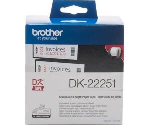 Etiquetas cinta continua brother dk22251 negro -  rojo 62mm 15.24m