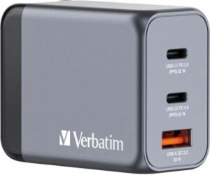 Cargador de Pared Universal GaN para Viaje Verbatim GNC-65/ 2xUSB Tipo-C/ 1xUSB/ 65W