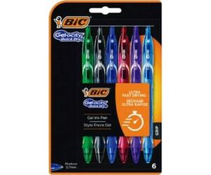 Bolígrafos de Tinta de Gel Retráctil Bic Gelocity Quick Dry 964769/ 6 unidades/ Surtidos