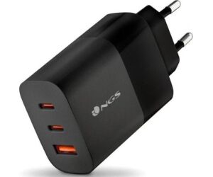 Cargador de Pared GaN NGS Bud 65W/ 2xUSB Tipo-C/ 1xUSB/ 65W