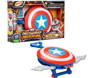 Lanzador hasbro nerf marvel mech strike mechasaurs capitán américa con redwing