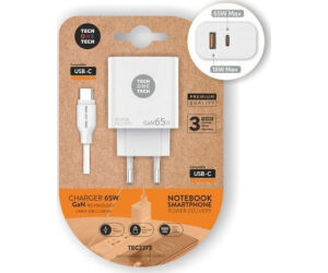 Cargador de Pared GaN Tech One Tech PD TEC2273 / 1xUSB Tipo-C/ 1xUSB/ 65W
