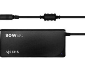 Cargador de Portátil Aisens ASLC-90WAUTO-BK/ 1xUSB/ 90W/ Automático/ 12 Conectores/ Voltaje 15-20V