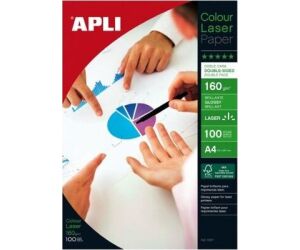 Papel Fotográfico Apli Colour Laser 11817/ DIN A4/ 160g/ 100 Hojas/ Brillante