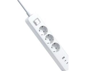 Regleta con Interruptor Xiaomi 20W Power Strip/ 3 Tomas de Corriente/ 1 USB/ 2 USB Tipo-C/ Cable 1.4m/ Blanca