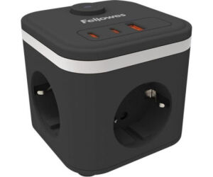 Regleta con Interruptor Fellowes/ 3 Tomas de corriente/ 1 USB - 2 USB Tipo-C/ Cable 2m/ Negra